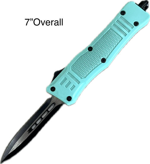 OTF Automatic Knife 112STL – Two-Tone Dagger Blade, Teal Zinc Alloy Handle