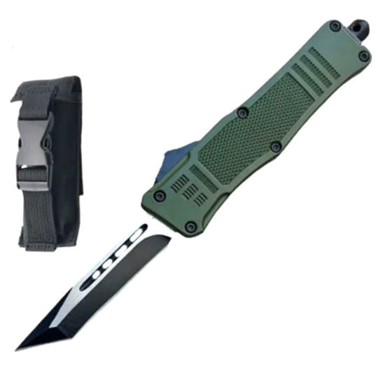OTF Automatic Knife 1112SGNTP – Black Tanto Blade, Green Zinc Alloy Handle