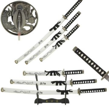 LIONEDGEKNIVES 3-Piece White Dragon Samurai Set SE-390WH-SET
