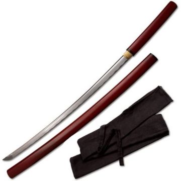 LIONEDGEKNIVES Hand Sharpen Red Shirasaya Sword With Sword Bag SE-025BG