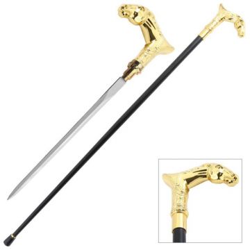 LIONEDGEKNIVES Horse Head Walking Cane with Sword 37 Inch SE-5342