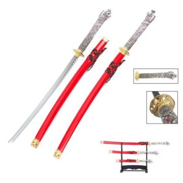 LIONEDGEKNIVES Samurai Sword Set Red SE-003-4RD