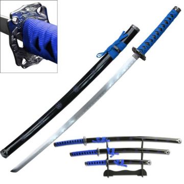 LIONEDGEKNIVES 3 Piece Samurai Sword Set Blue SE-72BL4