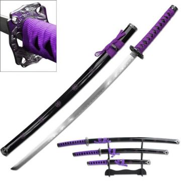 LIONEDGEKNIVES 3 Piece Samurai Sword Set Purple SE-72PE4