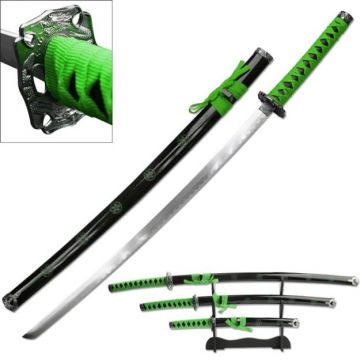 LIONEDGEKNIVES 3 Piece Samurai Sword Set Green SE-72GN4