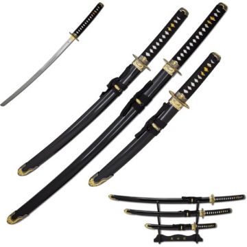LIONEDGEKNIVES Two Tone Dragon 3 Piece Samurai Katana SE-3972-SET
