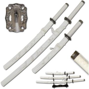 LIONEDGEKNIVES 3-Piece Samurai Katana Set Wood Design SE-58-WD4