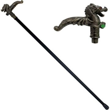 LIONEDGEKNIVES Dragon Walking Cane with Sword 35 Inch SE-5198