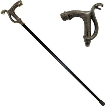 LIONEDGEKNIVES Snake Head Walking Cane with Sword 35 Inch SE-5199