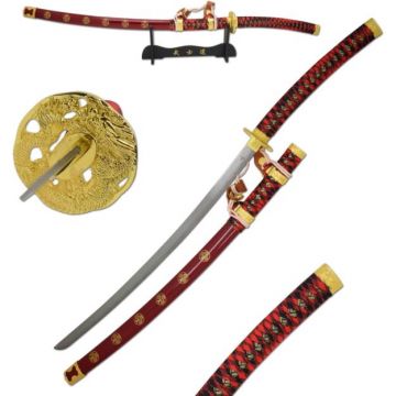 LIONEDGEKNIVES Samurai Reverse Jintachi Sword Red SE-9040RD