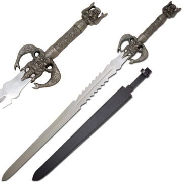 LIONEDGEKNIVES Fantasy Double Demon Sword with Leather Case KT-1882B