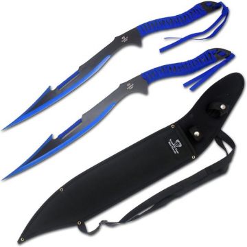 LIONEDGEKNIVES Fantasy Dual Ninja Swords With Nylon Sheath Blue HK-121BL