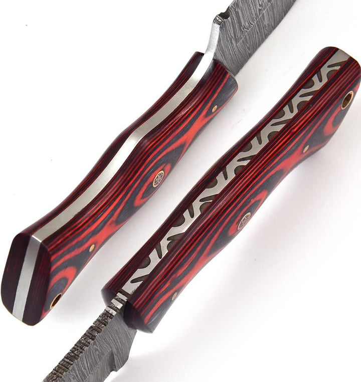 Premium Damascus Hunting Knife 8.5" | Pakka Wood Handle