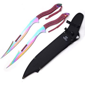 LIONEDGEKNIVES Fantasy Dual Ninja Swords With Nylon Sheath Rainbow HK-121RB