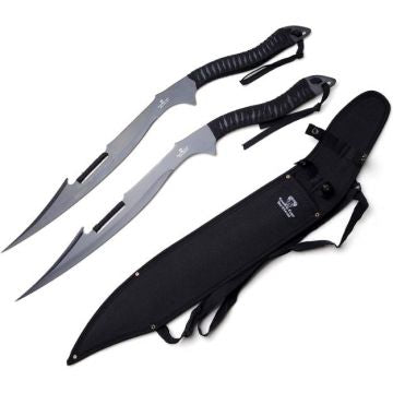 LIONEDGEKNIVES Fantasy Dual Ninja Swords With Nylon Sheath Black HK-121BK