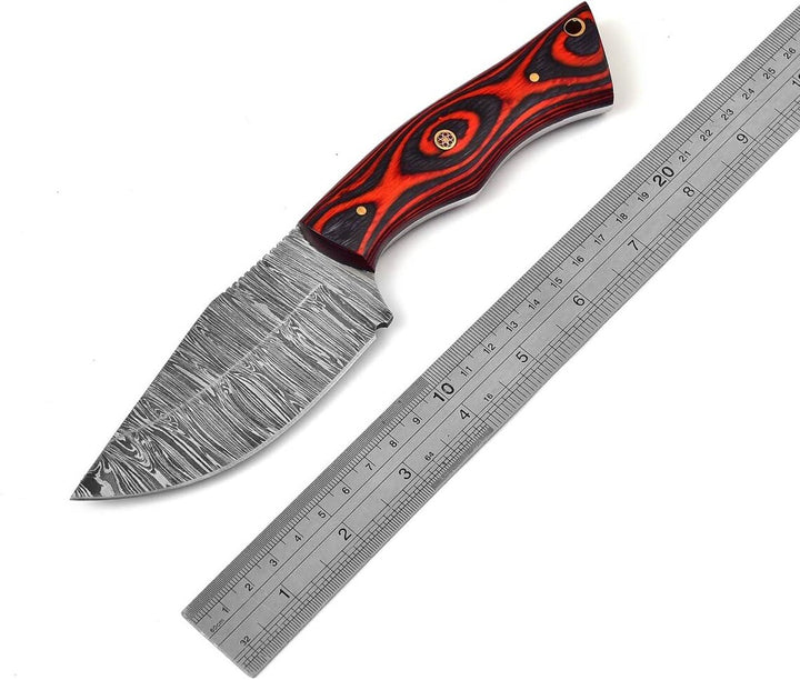 Premium Damascus Hunting Knife 8.5" | Pakka Wood Handle
