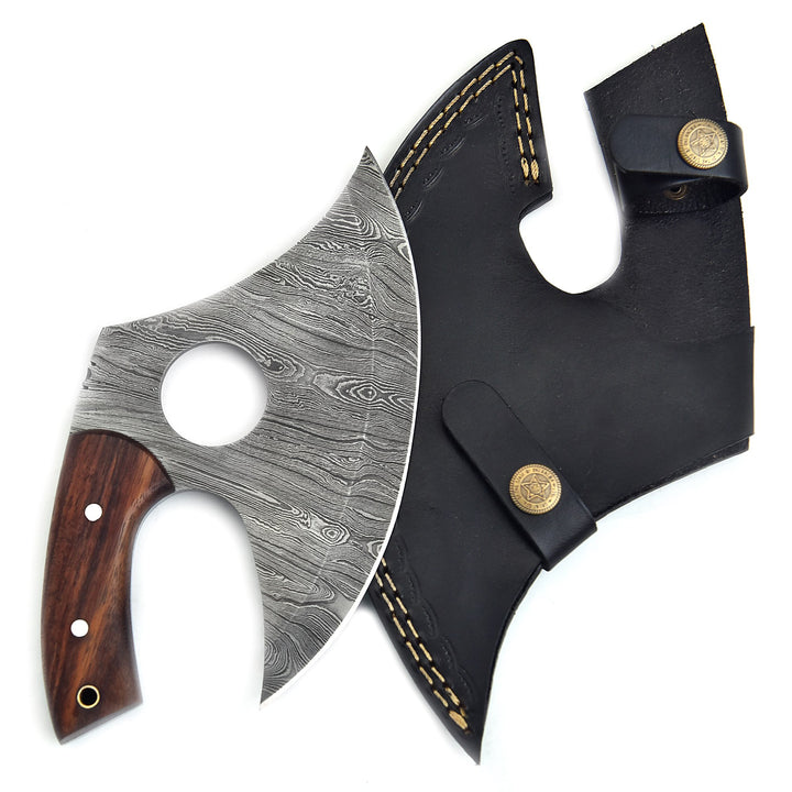 Handmade Pizza Cutter Ulu Knife With Rose Wood Handle
