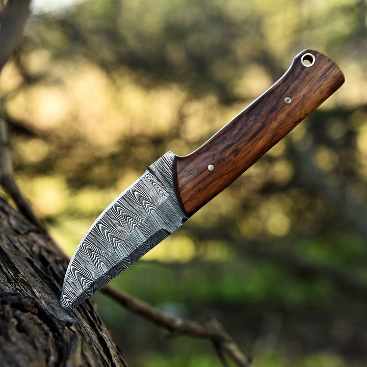 Hand-Forged  Damascus Hunting Knife 7" | Rose Wood Handle