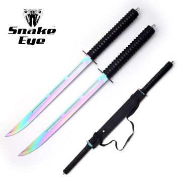 LIONEDGEKNIVES Dual Ninja Swords With Sheath Rainbow HK-047RB