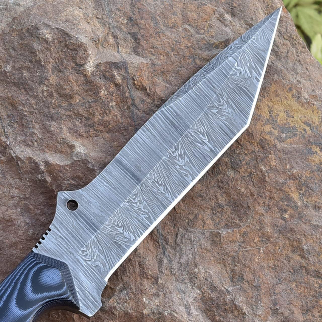 Tanto Blade Knife 10.5" | Damascus Knife | Micarta Handle