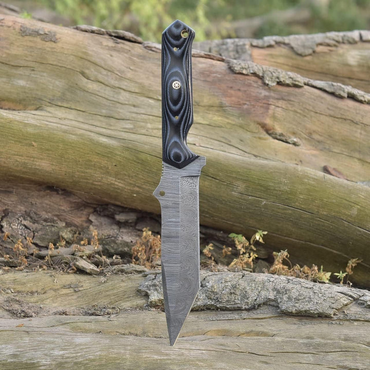 Tanto Blade Knife 10.5" | Damascus Knife | Micarta Handle