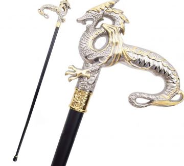 LIONEDGEKNIVES Intricate Dragon Walking Cane KT-16409T-T