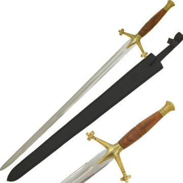 LIONEDGEKNIVES Claymore Brown Sword with Leather Sheath KT-1844-42
