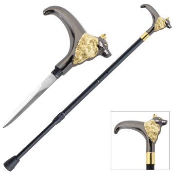 LIONEDGEKNIVES Adjustable Wolf Walking Cane SE-5343AD