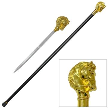 37 Inch Horse Shape Walking Cane with Hidden Sword SE-5366