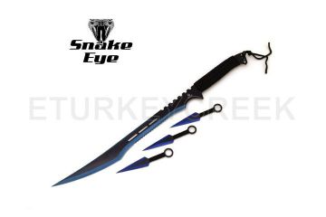 LIONEDGEKNIVES Ninja Sword and Throwing Knife Set Blue SE-741BL