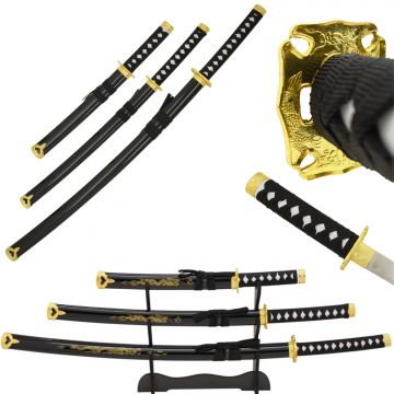 LIONEDGEKNIVES Samurai Sword Set With Display Stand SE-748BK