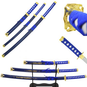 LIONEDGEKNIVES Samurai Sword Set With Display Stand SE-748BL