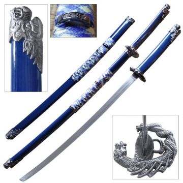 LIONEDGEKNIVES Blue Samurai Katana Sword SE-85BL