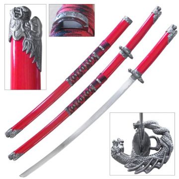 LIONEDGEKNIVES Red Samurai Katana Sword SE-85RD