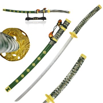 LIONEDGEKNIVES Samurai Reverse Jintachi Sword Green SE-9040GN