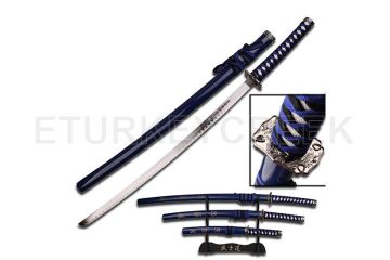 3 Piece Dragon Samurai Katana Sword Set Blue SW-68LBL4