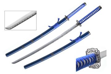 Dragon Samurai Katana Sword Blue and Black Cord Handle SW-68LBL