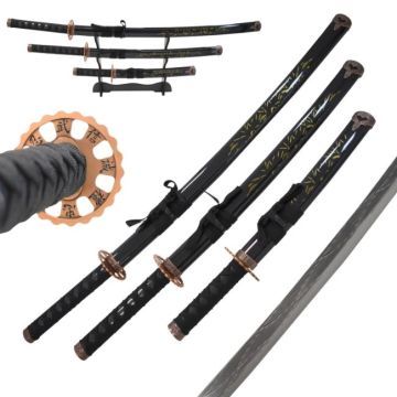 LIONEDGEKNIVES Samurai Sword Set Black SW-8003BK4