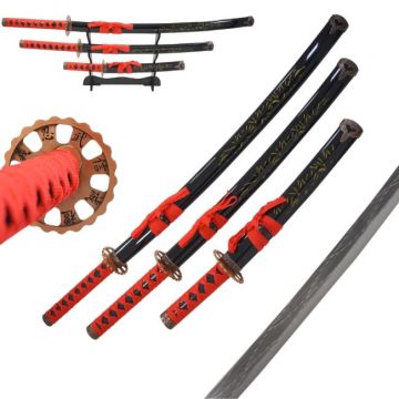 LIONEDGEKNIVES Samurai Sword Set Red SW-8003RD4