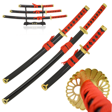 LIONEDGEKNIVES Black And Red Samurai Sword Set SE-010-4-RD
