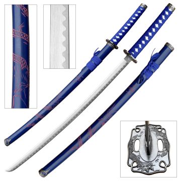 LIONEDGEKNIVES 40 Inch Blue Dragon Samurai Katana YK-58BLD
