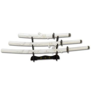 LIONEDGEKNIVES 3 Piece White Dragon Samurai Sword Set SE-58WD4